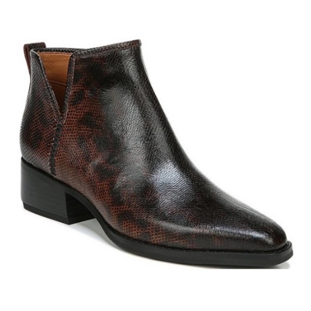 Franco Sarto Asti Ankle Boot Espresso Snake Print Leather Booties Womens Size: 6